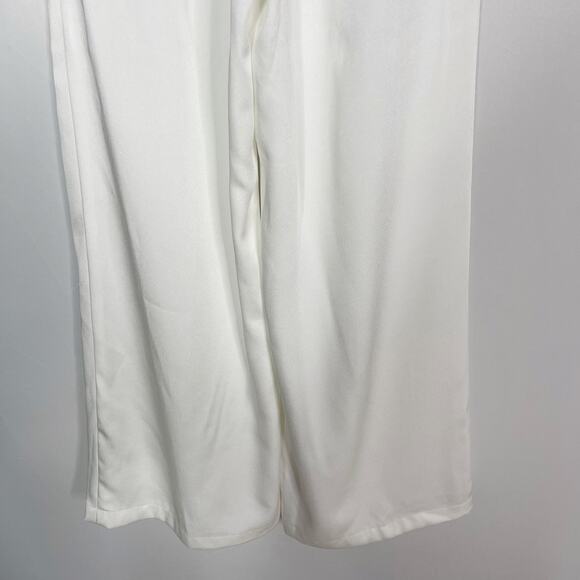 Talulah S White Pleated Wide Leg Pants Trousers Pockets High Waist Lightweight - Picture 7 of 11